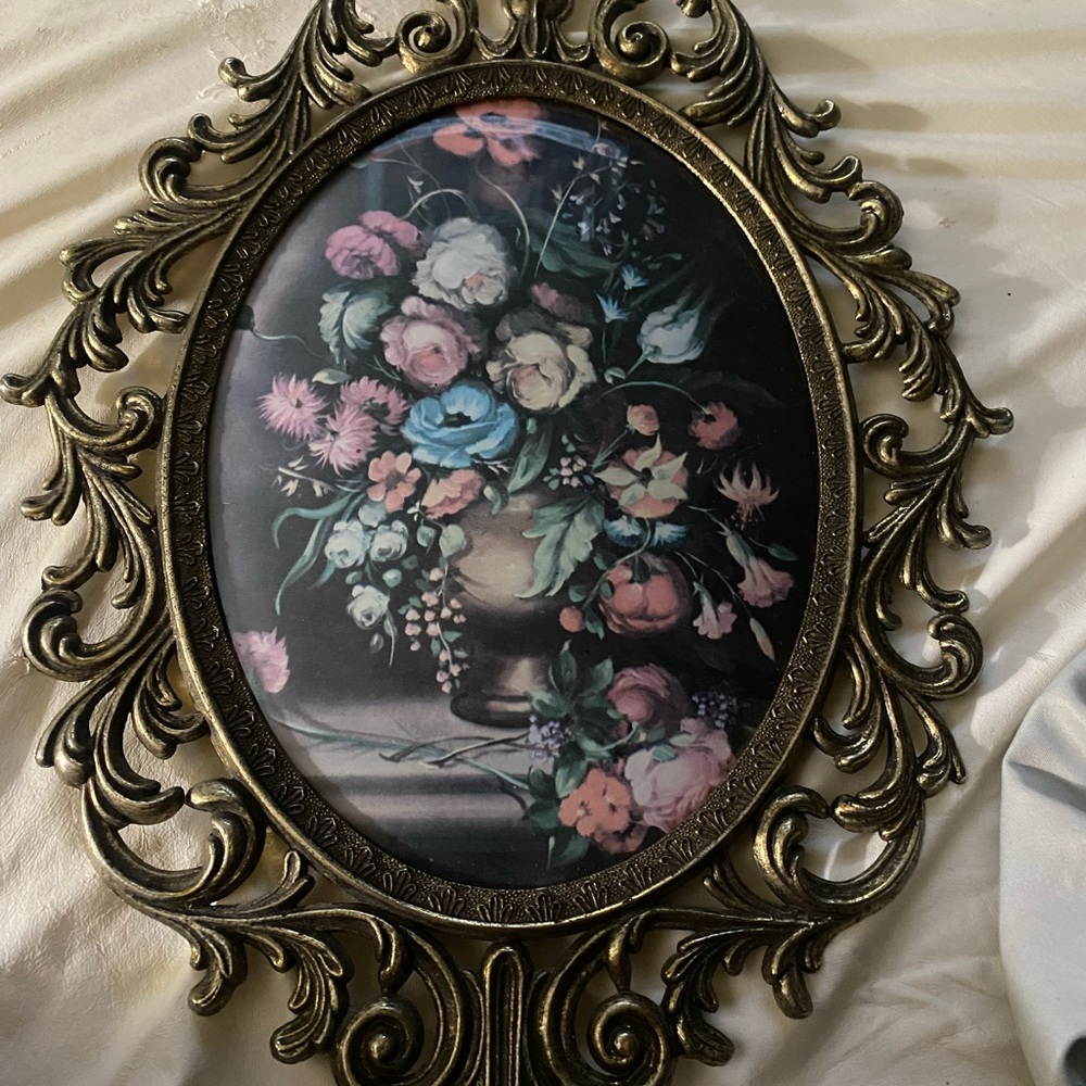 Floral Art Print in Ornate Gold Frame